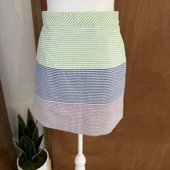Brooks Brothers Seersucker Colorful Stripe Pencil Skirt Size 0 Preppy Career - Picture 3 of 15